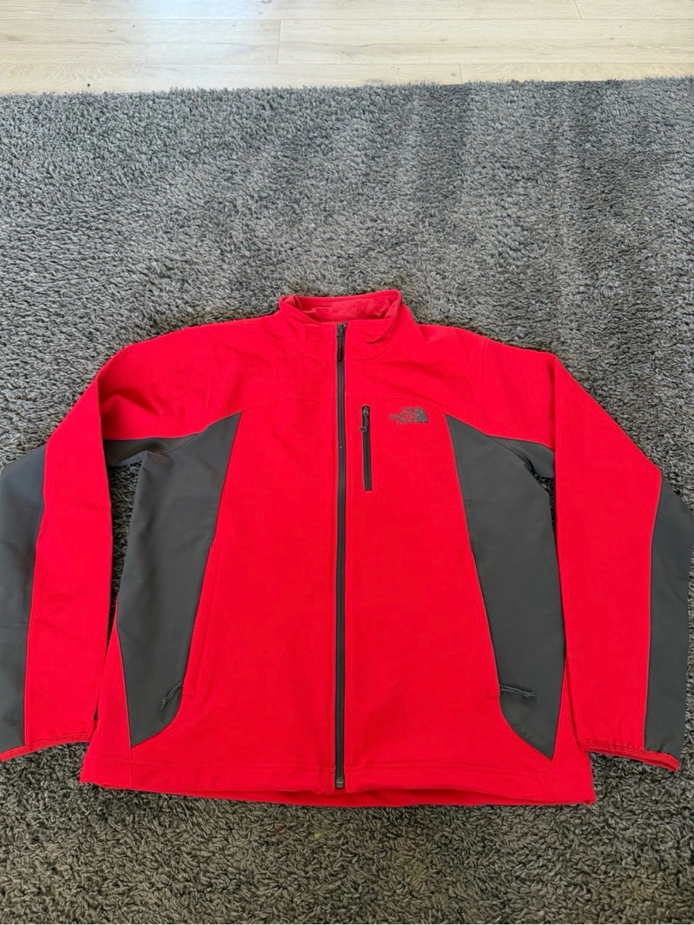 The North Face Men's Red and Gray Softshell Performance Jacket